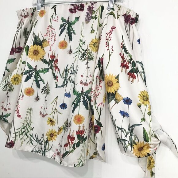 Bailey 44 Revolve Colorful Floral Botanical Off Shoulder Blouse in Chalk - Picture 6 of 16